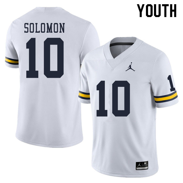 Youth #10 Anthony Solomon Michigan Wolverines College Football Jerseys Sale-White
